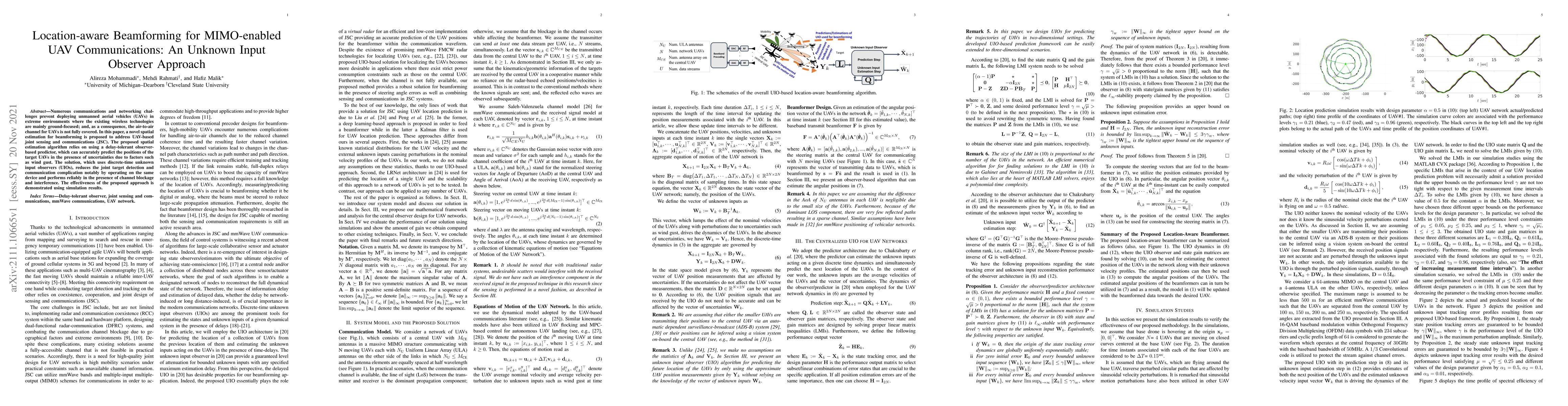 Thumbnail for Location-aware Beamforming for MIMO-enabled UAV Communications: An
  Unknown Input Observer Approach