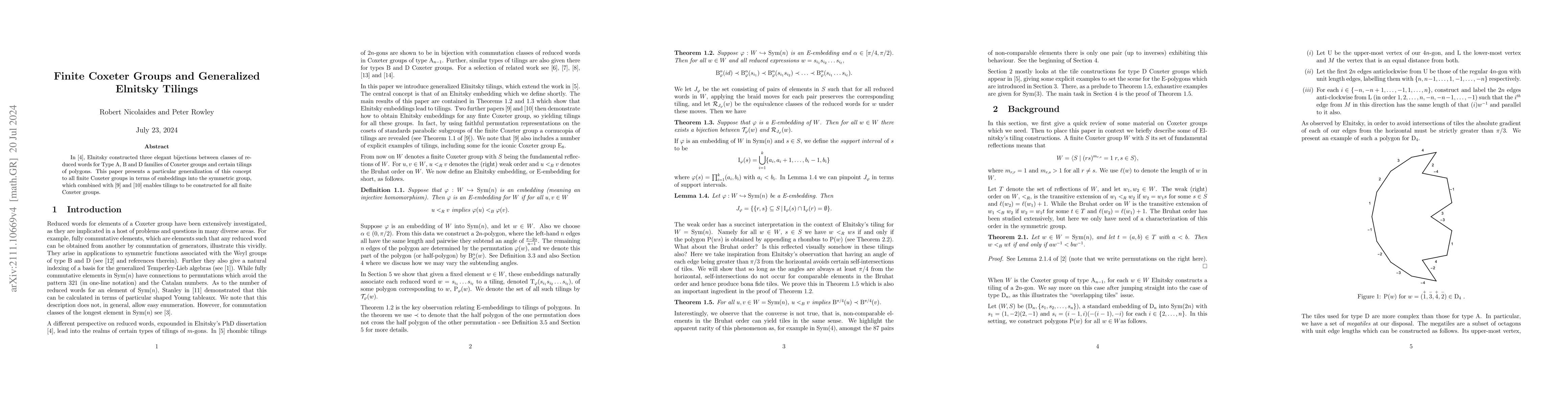 Thumbnail for Finite Coxeter Groups and Generalized Elnitsky Tilings