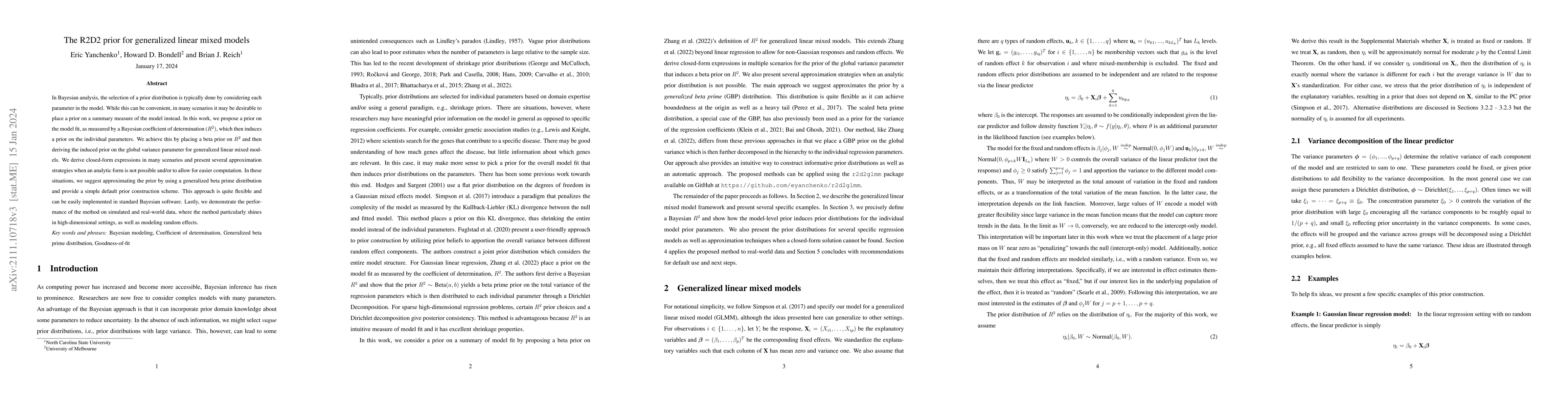 Thumbnail for The R2D2 Prior for Generalized Linear Mixed Models