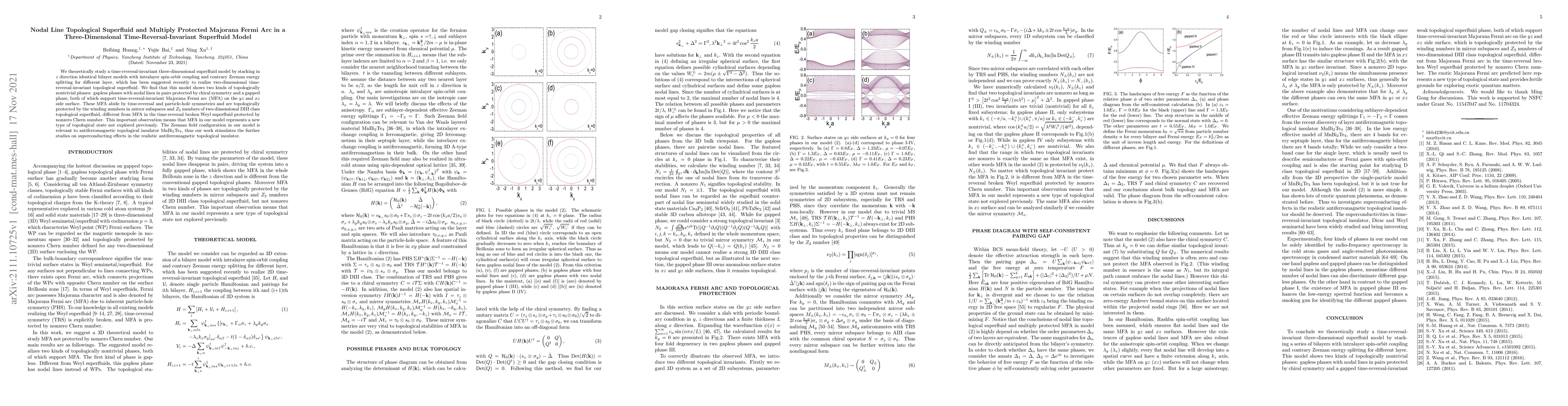 Thumbnail for Nodal Line Topological Superfluid and Multiply Protected Majorana Fermi
  Arc in a Three-Dimensional Time-Reversal-Invariant Superfluid Model
