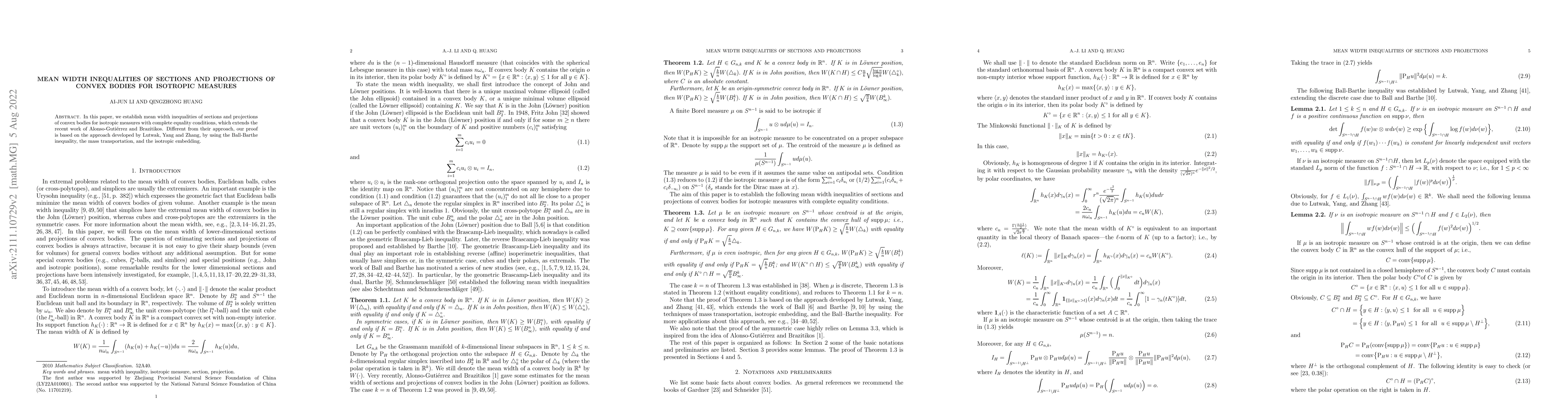 Thumbnail for Mean width inequalities of sections and projections for isotropic
  measures
