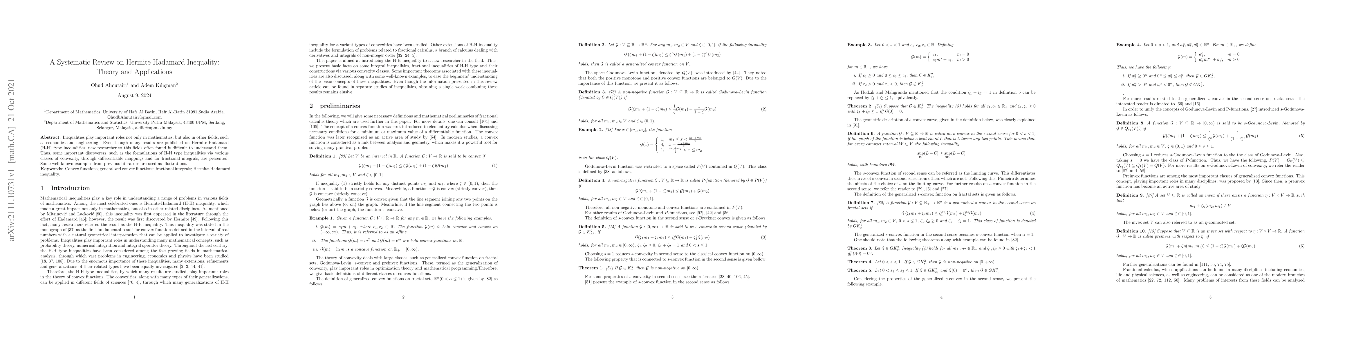 Thumbnail for A Systematic Review on Hermite-Hadamard Inequality: Theory and
  Applications