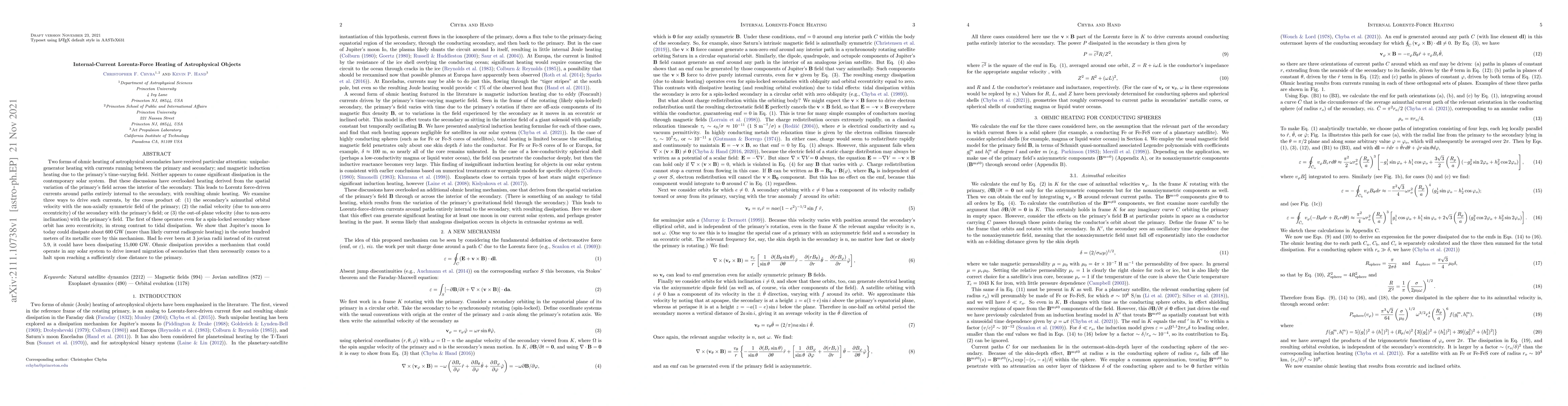 Thumbnail for Internal-Current Lorentz-Force Heating of Astrophysical Objects