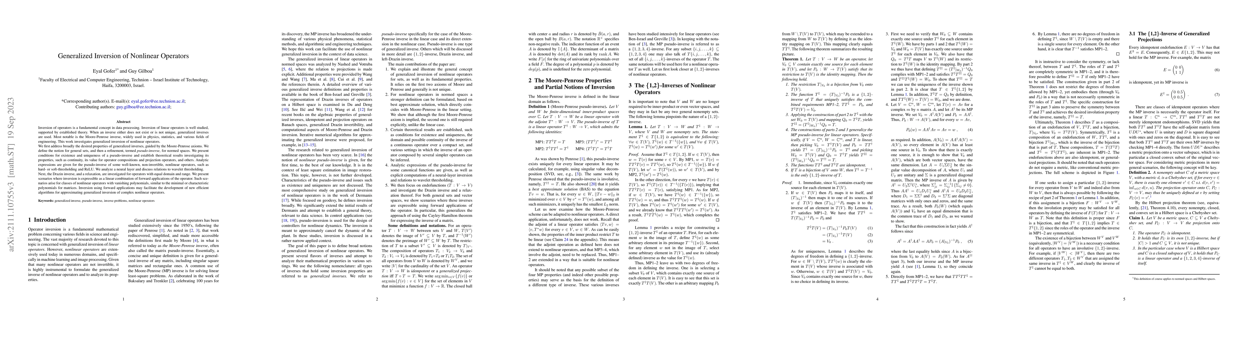 Thumbnail for Generalized Inversion of Nonlinear Operators