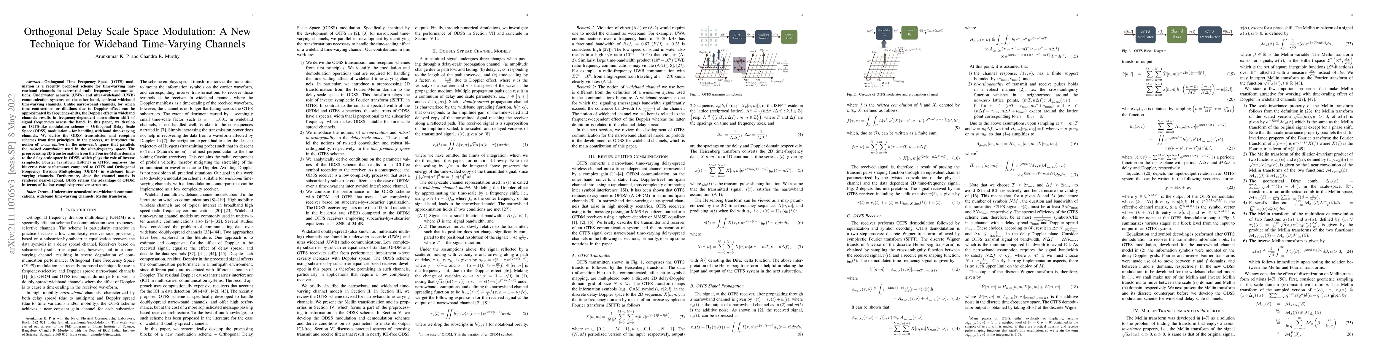 Thumbnail for Orthogonal Delay Scale Space Modulation: A New Technique for Wideband
  Time-Varying Channels
