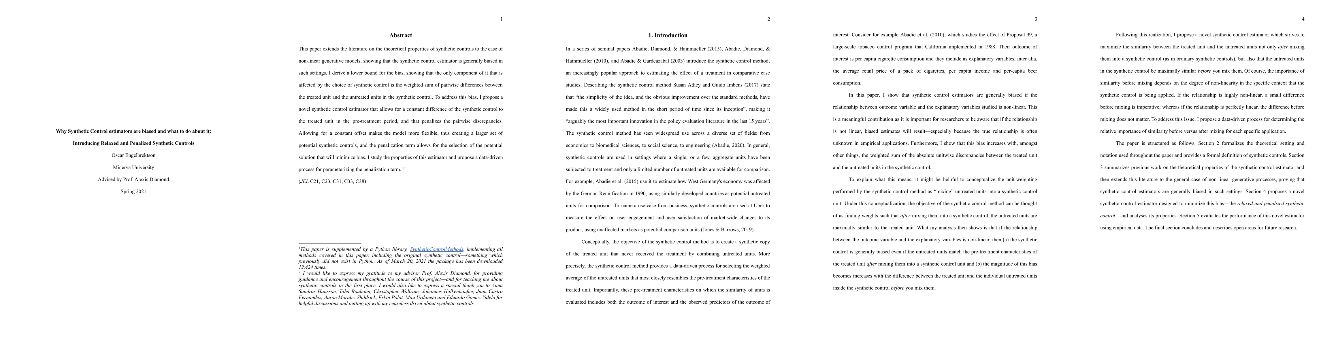 Thumbnail for Why Synthetic Control estimators are biased and what to do about it:
  Introducing Relaxed and Penalized Synthetic Controls