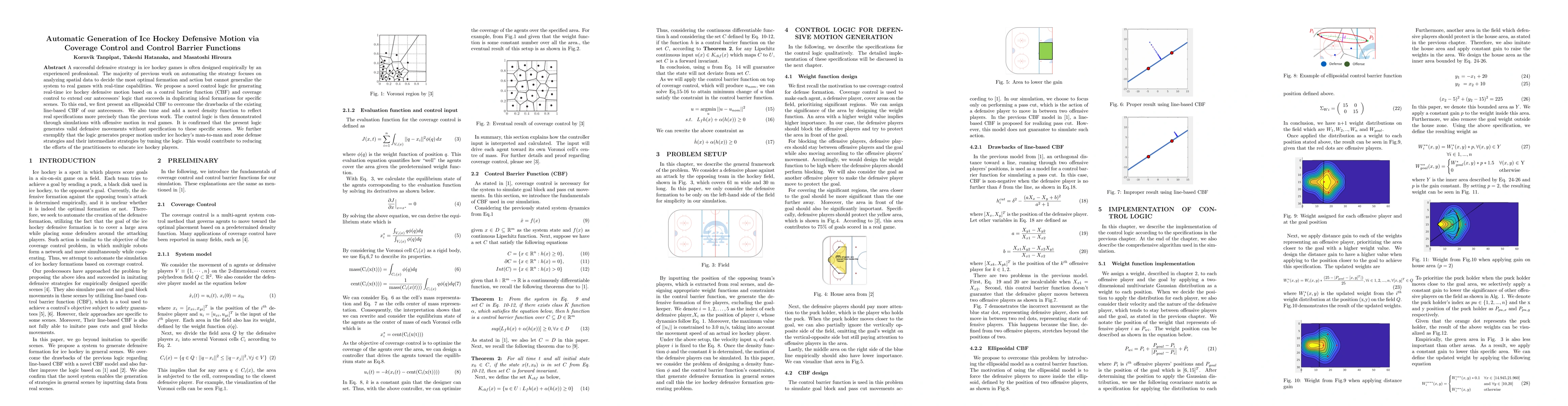 Thumbnail for Automatic Generation of Ice Hockey Defensive Motion via Coverage Control
  and Control Barrier Functions