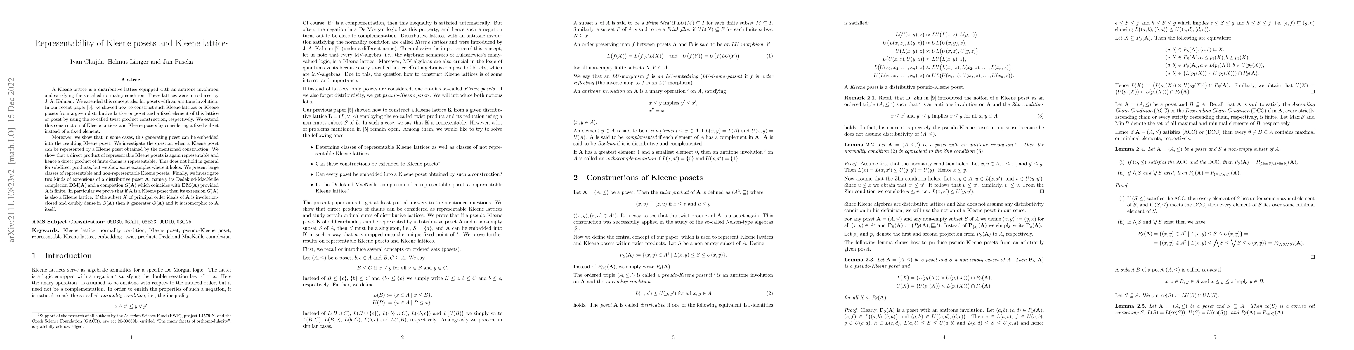 Thumbnail for Representability of Kleene posets and Kleene lattices