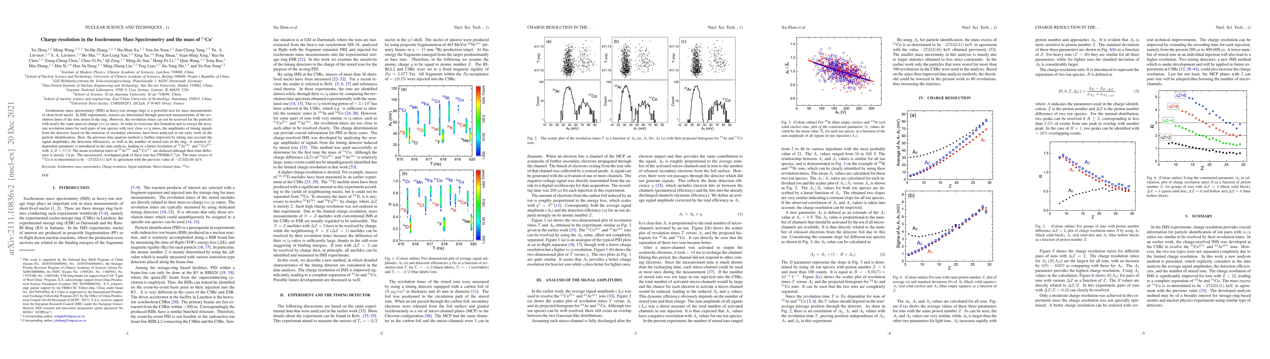 Thumbnail for Charge resolution in the isochronous mass spectrometry and the mass of
  $^{51}$Co