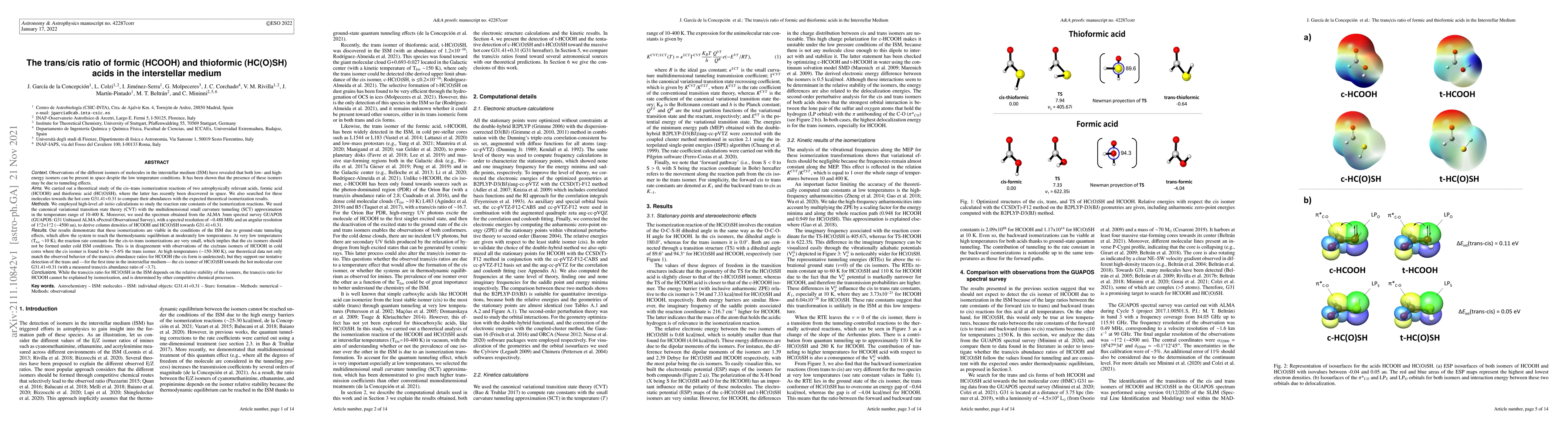 Thumbnail for The trans/cis ratio of formic, HCOOH, and thioformic, HC(O)SH, acids in
  the Interstellar Medium