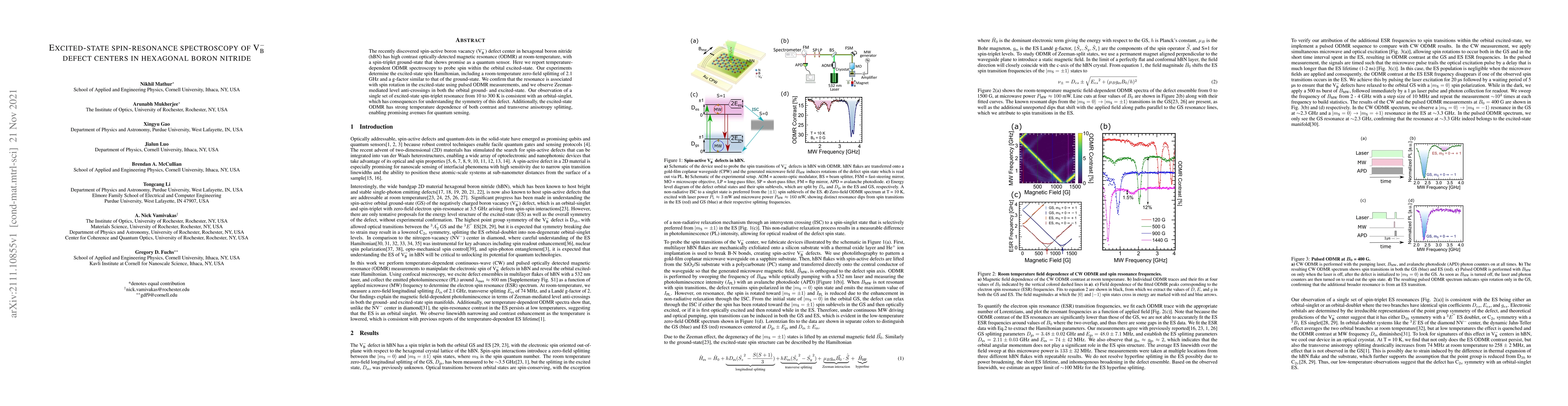 Thumbnail for Excited-state spin-resonance spectroscopy of V$_\text{B}^-$ defect
  centers in hexagonal boron nitride