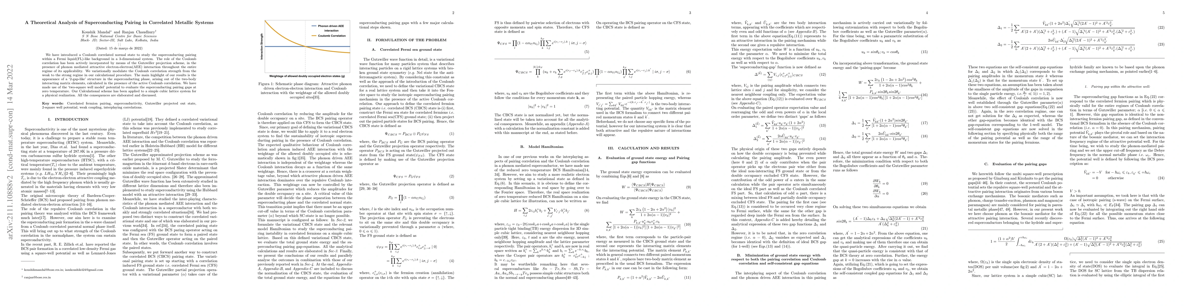 Thumbnail for A Theoretical Analysis of Superconducting Pairing in Correlated Metallic
  Systems