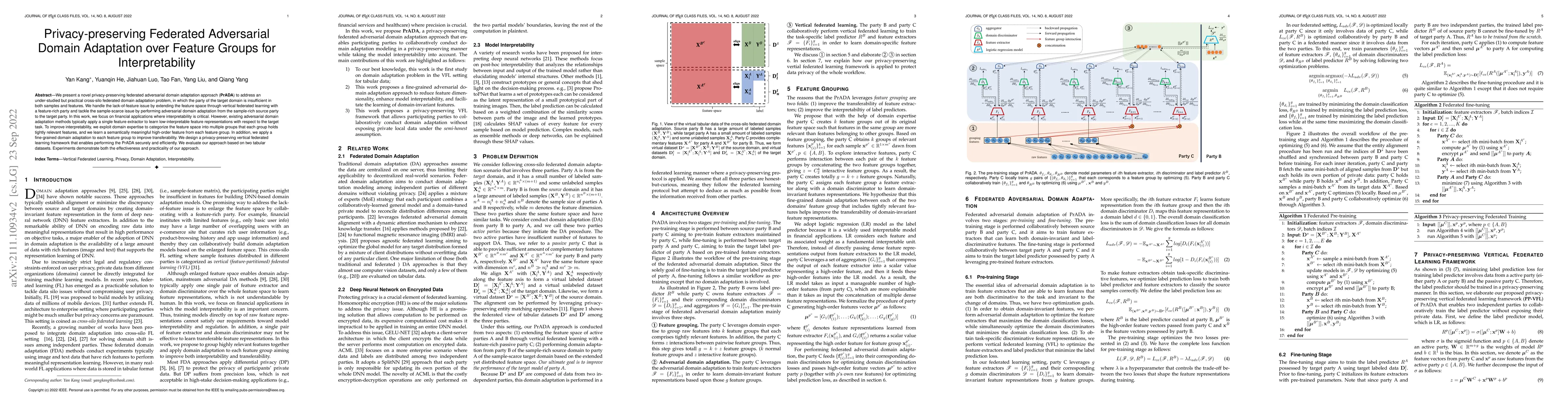 Thumbnail for Privacy-preserving Federated Adversarial Domain Adaption over Feature
  Groups for Interpretability