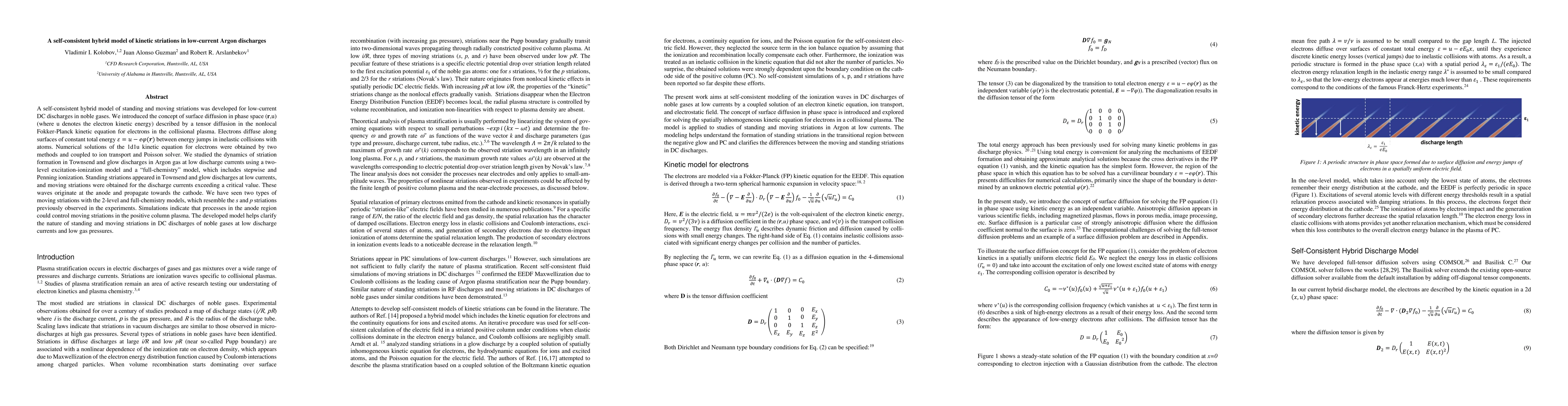 Thumbnail for A self-consistent hybrid model of kinetic striations in low-current
  Argon discharges