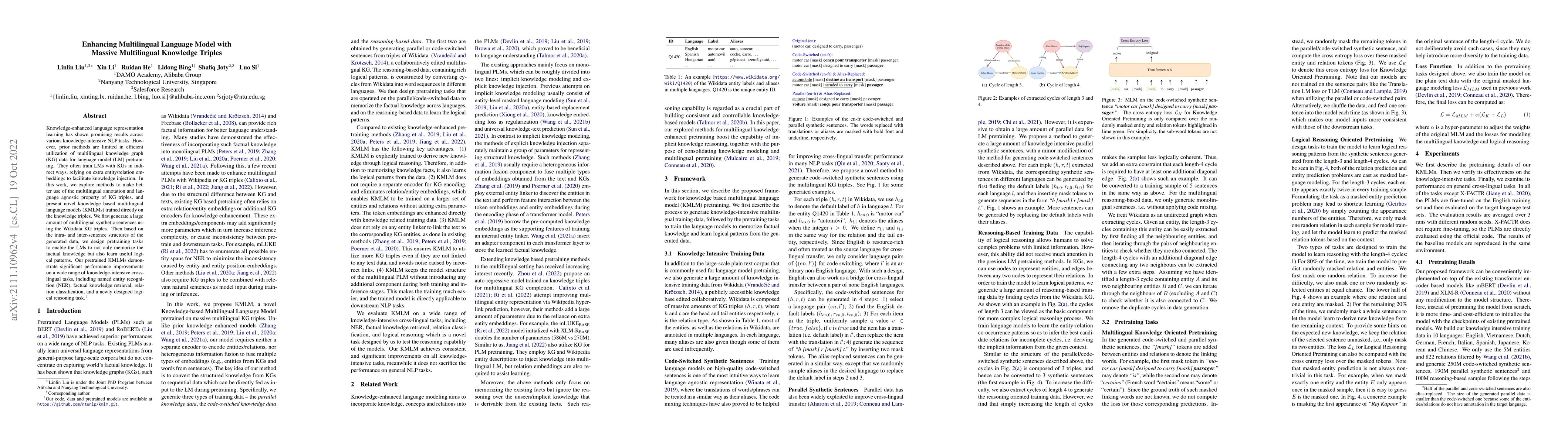 Thumbnail for Enhancing Multilingual Language Model with Massive Multilingual
  Knowledge Triples