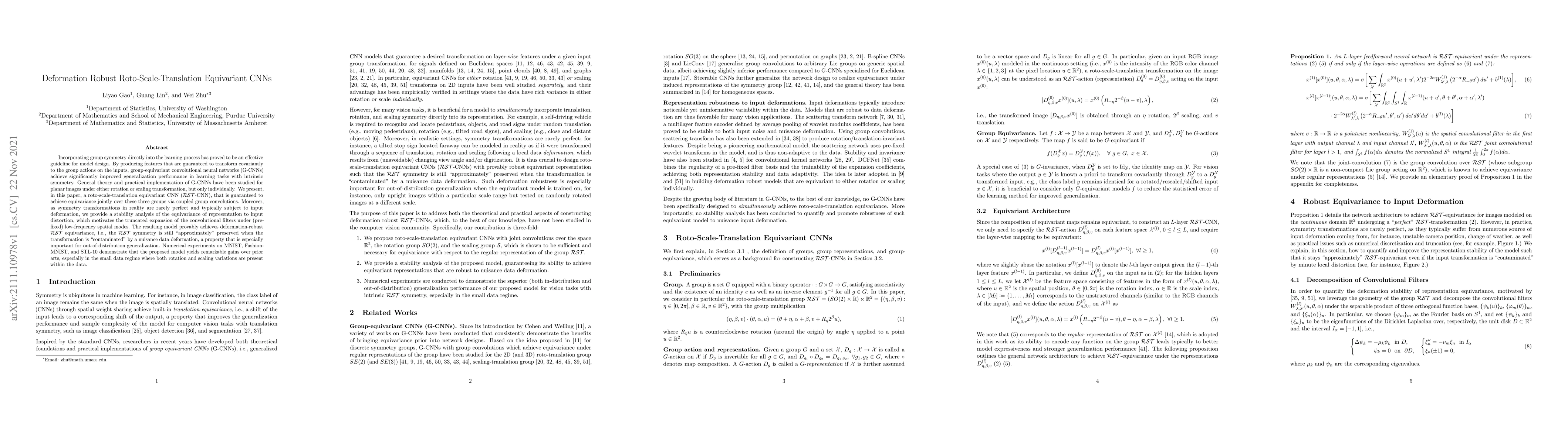 Thumbnail for Deformation Robust Roto-Scale-Translation Equivariant CNNs