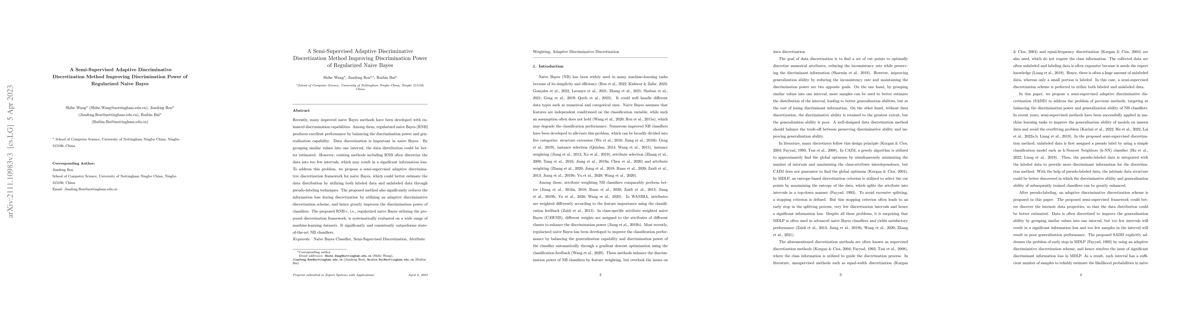 Thumbnail for A Semi-Supervised Adaptive Discriminative Discretization Method
  Improving Discrimination Power of Regularized Naive Bayes