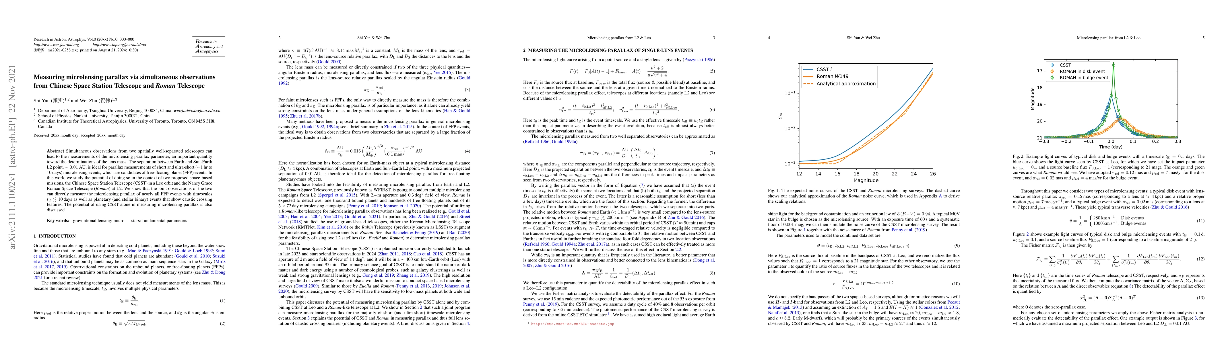 Thumbnail for Measuring microlensing parallax via simultaneous observations from
  Chinese Space Station Telescope and Roman Telescope