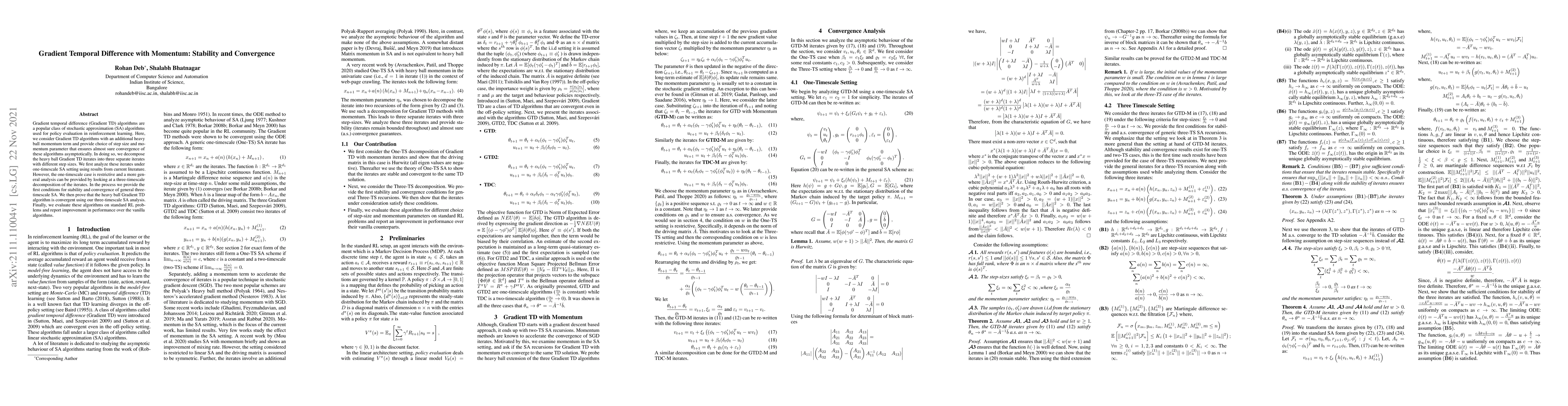 Thumbnail for Gradient Temporal Difference with Momentum: Stability and Convergence