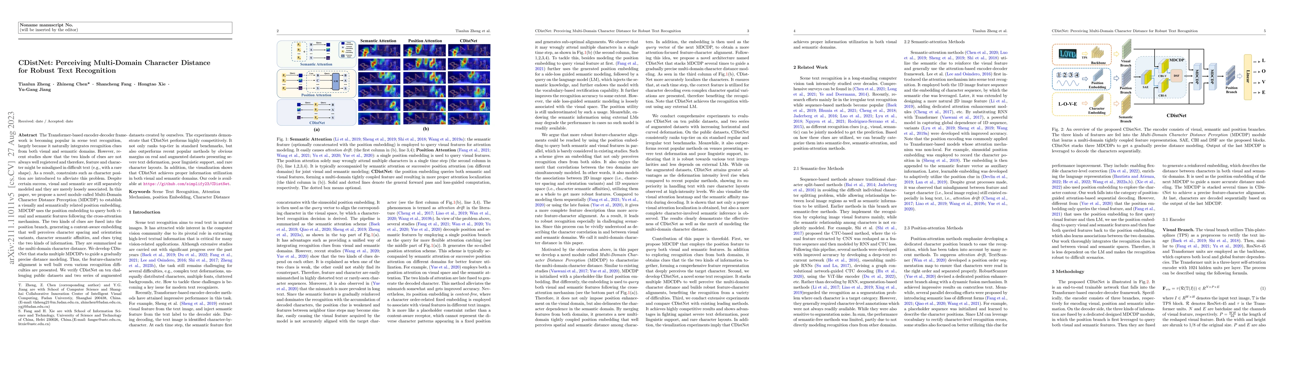 Thumbnail for CDistNet: Perceiving Multi-Domain Character Distance for Robust Text
  Recognition