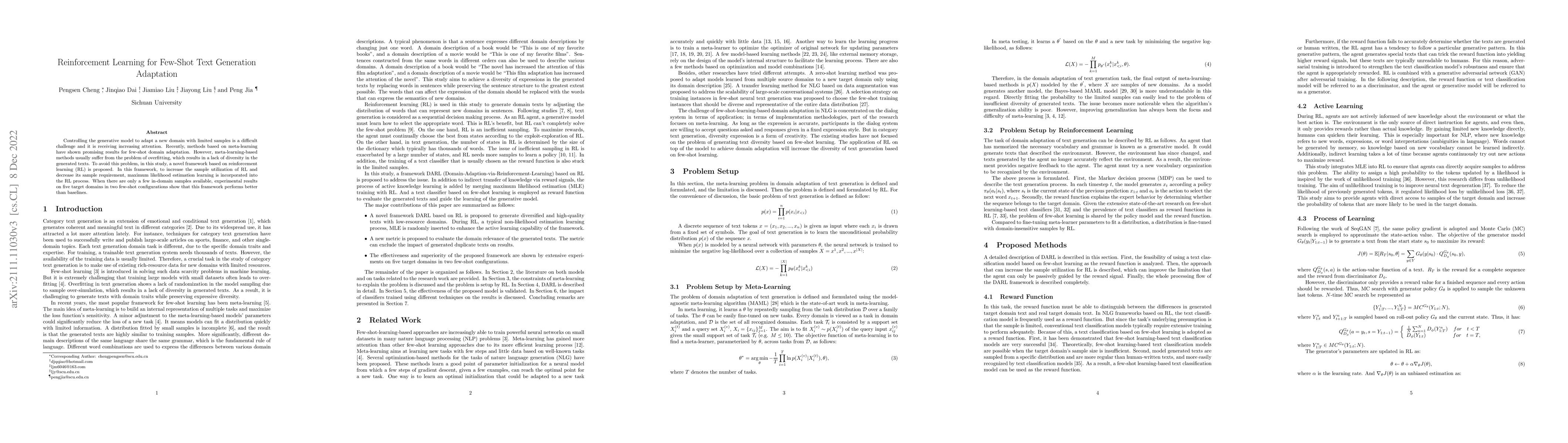 Thumbnail for Reinforcement Learning for Few-Shot Text Generation Adaptation