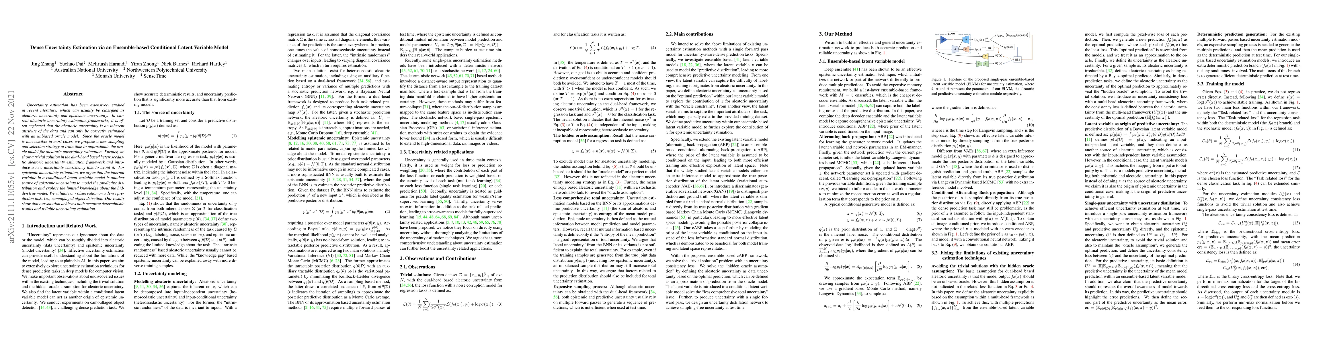 Thumbnail for Dense Uncertainty Estimation via an Ensemble-based Conditional Latent
  Variable Model