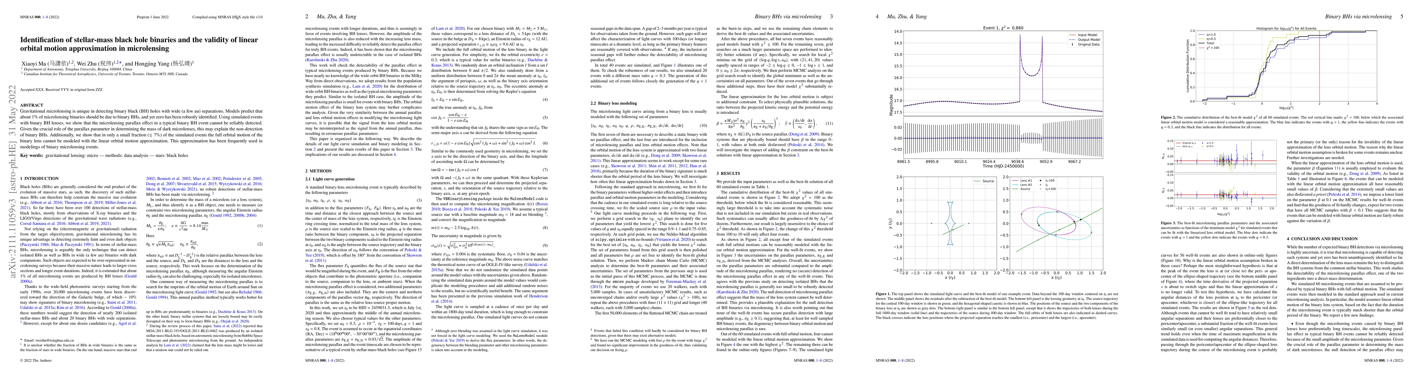 Thumbnail for Identification of stellar-mass black hole binaries and the validity of
  linear orbital motion approximation in microlensing