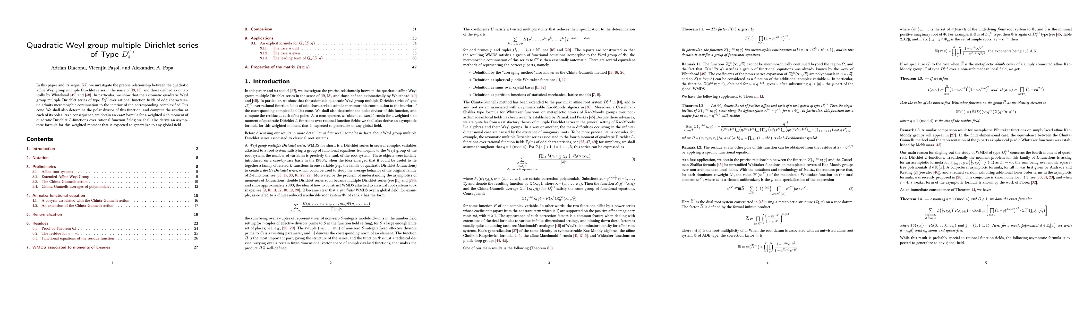 Thumbnail for Quadratic Weyl group multiple Dirichlet series of Type
  $D_{\scriptscriptstyle 4}^{\scriptscriptstyle (1)}$