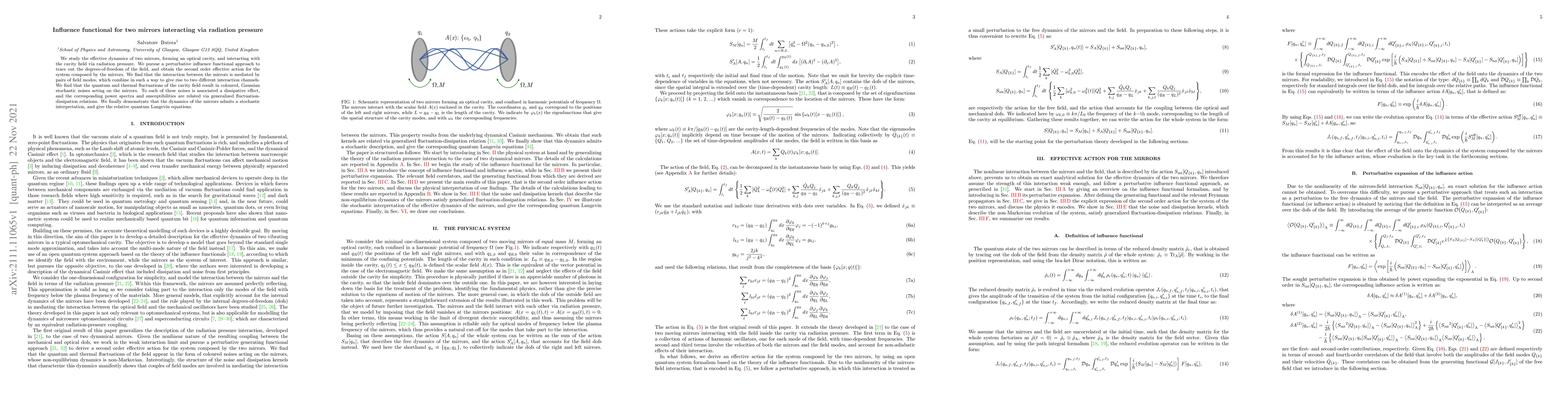 Thumbnail for Influence functional for two mirrors interacting via radiation pressure