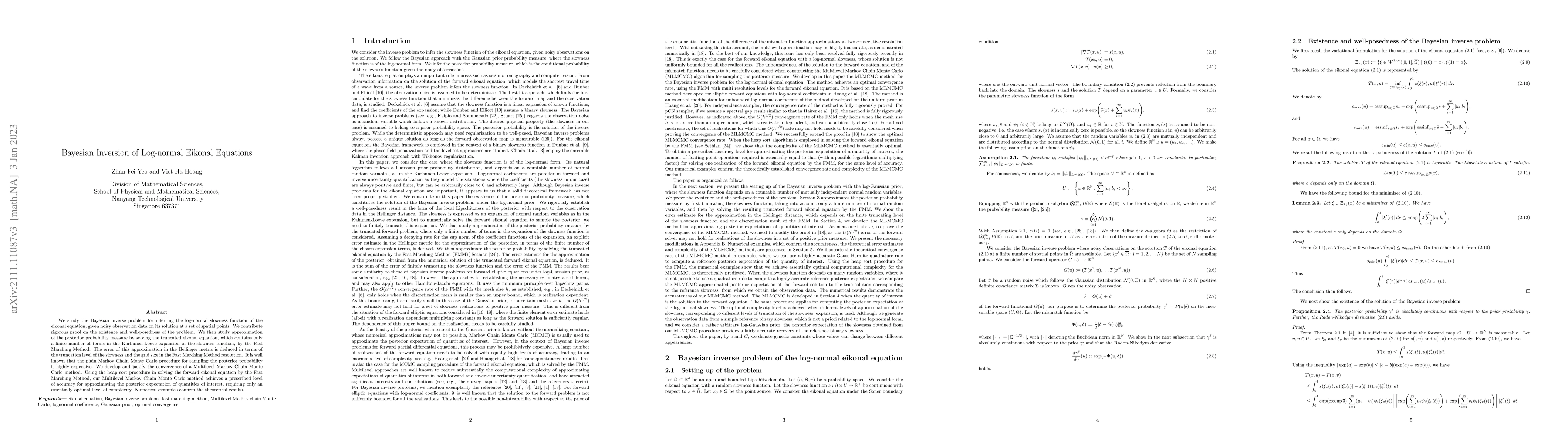 Thumbnail for Bayesian Inversion of Log-normal Eikonal Equations