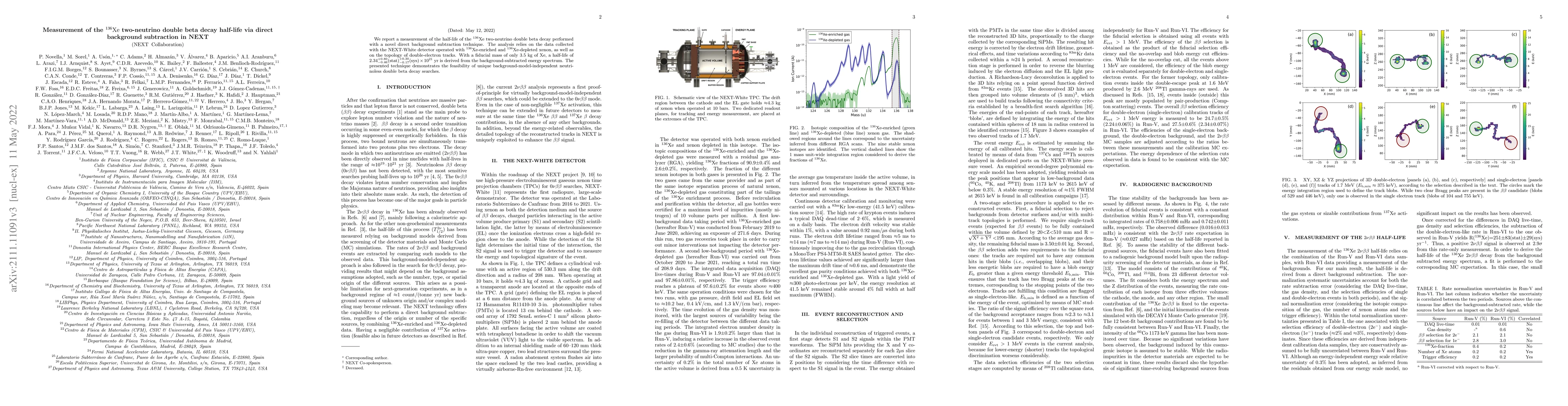 Thumbnail for Measurement of the ${}^{136}$Xe two-neutrino double beta decay half-life
  via direct background subtraction in NEXT