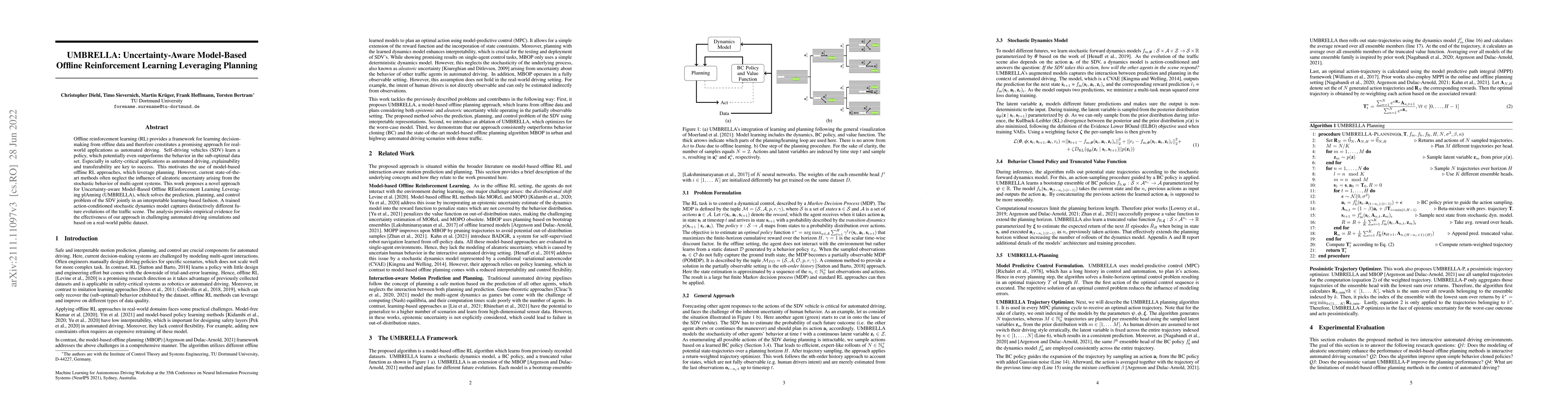 Thumbnail for UMBRELLA: Uncertainty-Aware Model-Based Offline Reinforcement Learning
  Leveraging Planning