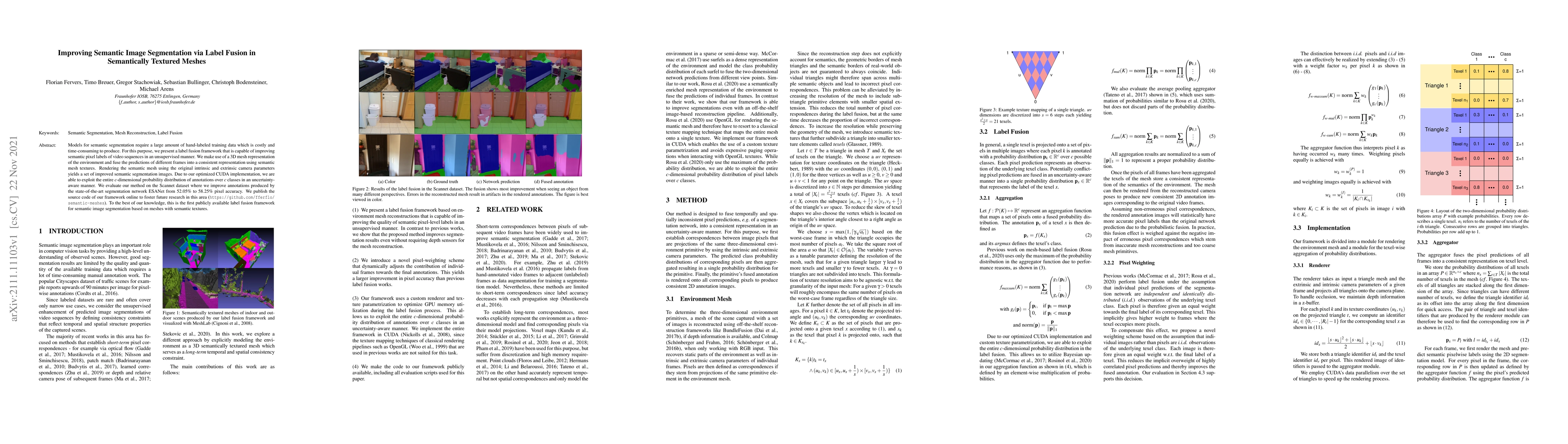 Thumbnail for Improving Semantic Image Segmentation via Label Fusion in Semantically
  Textured Meshes