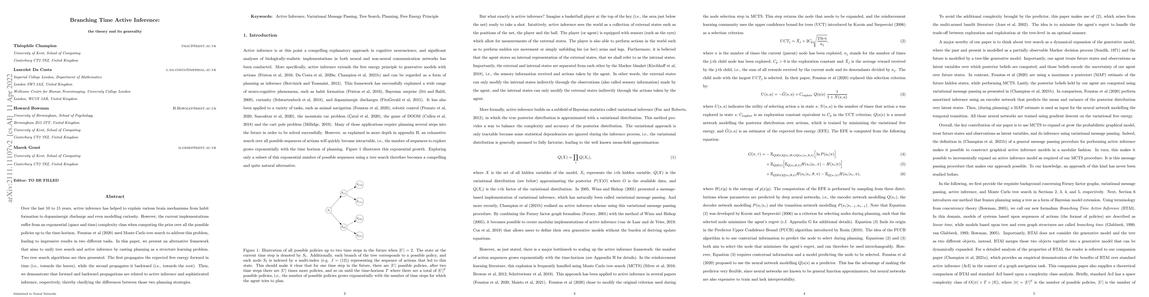 Thumbnail for Branching Time Active Inference: the theory and its generality