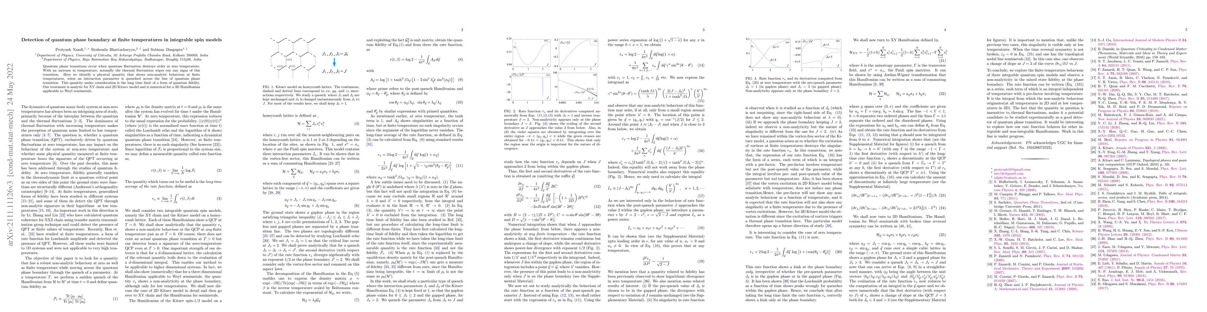 Thumbnail for Detection of quantum phase boundary at finite temperatures in integrable
  spin models