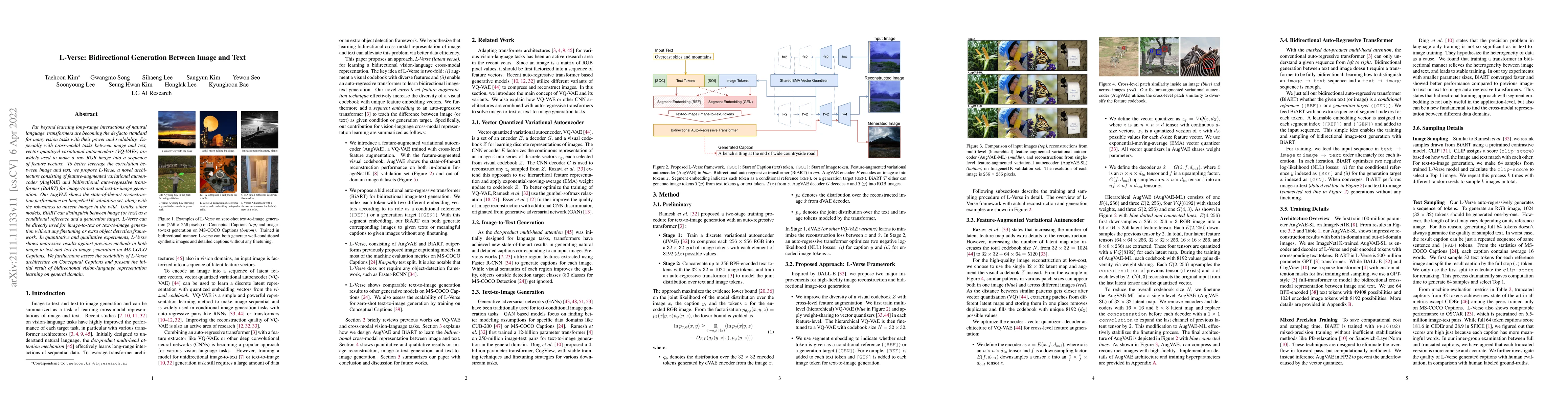 Thumbnail for L-Verse: Bidirectional Generation Between Image and Text