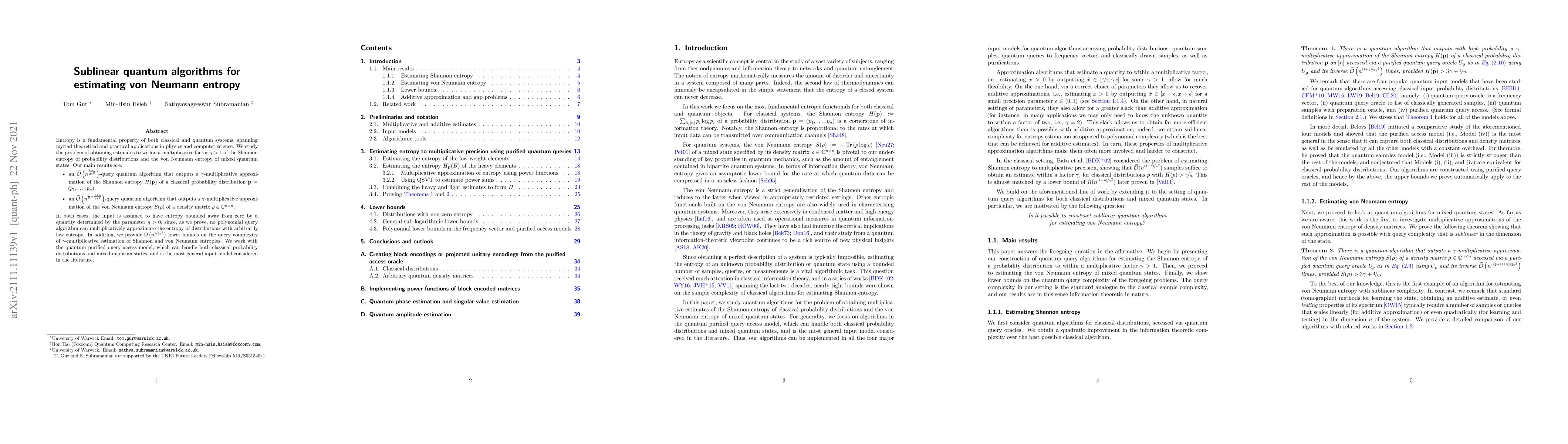 Thumbnail for Sublinear quantum algorithms for estimating von Neumann entropy
