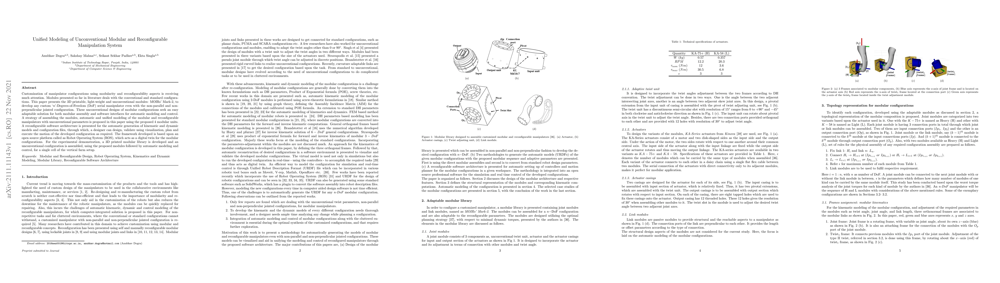 Thumbnail for Unified Modeling of Unconventional Modular and Reconfigurable
  Manipulation System