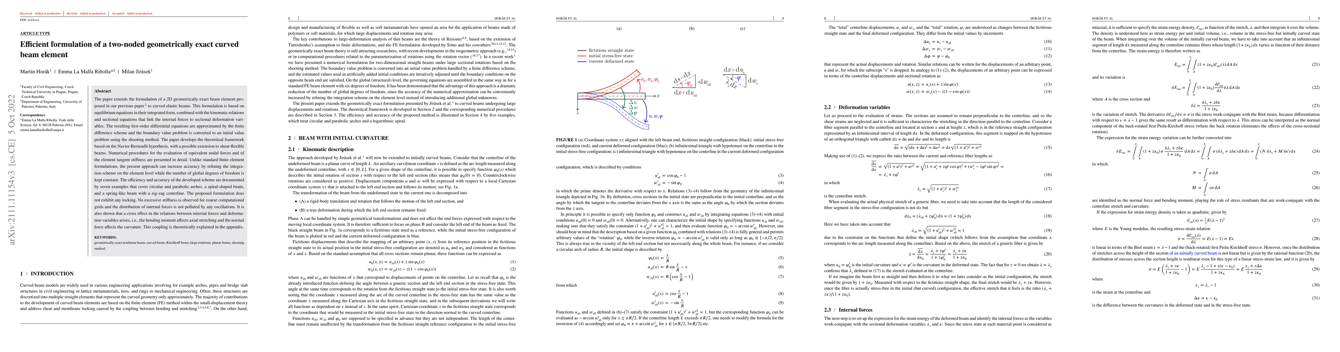 Thumbnail for Efficient formulation of a two-noded geometrically exact curved beam
  element