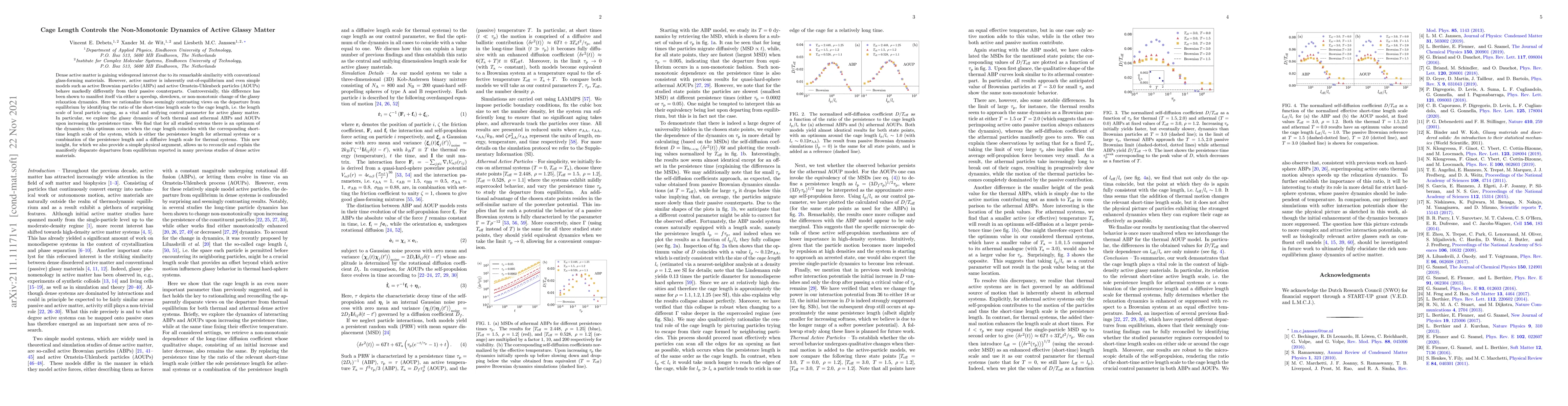 Thumbnail for Cage Length Controls the Non-Monotonic Dynamics of Active Glassy Matter