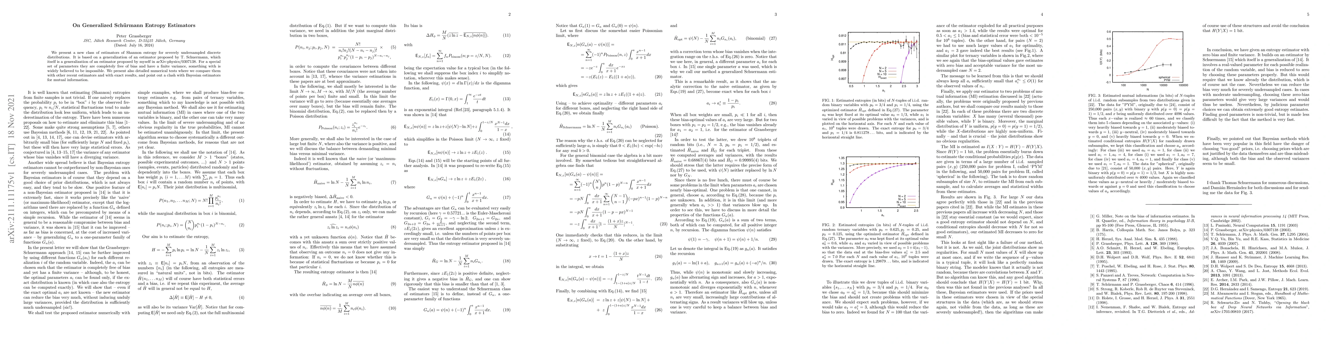 Thumbnail for On Generalized Sch\"urmann Entropy Estimators