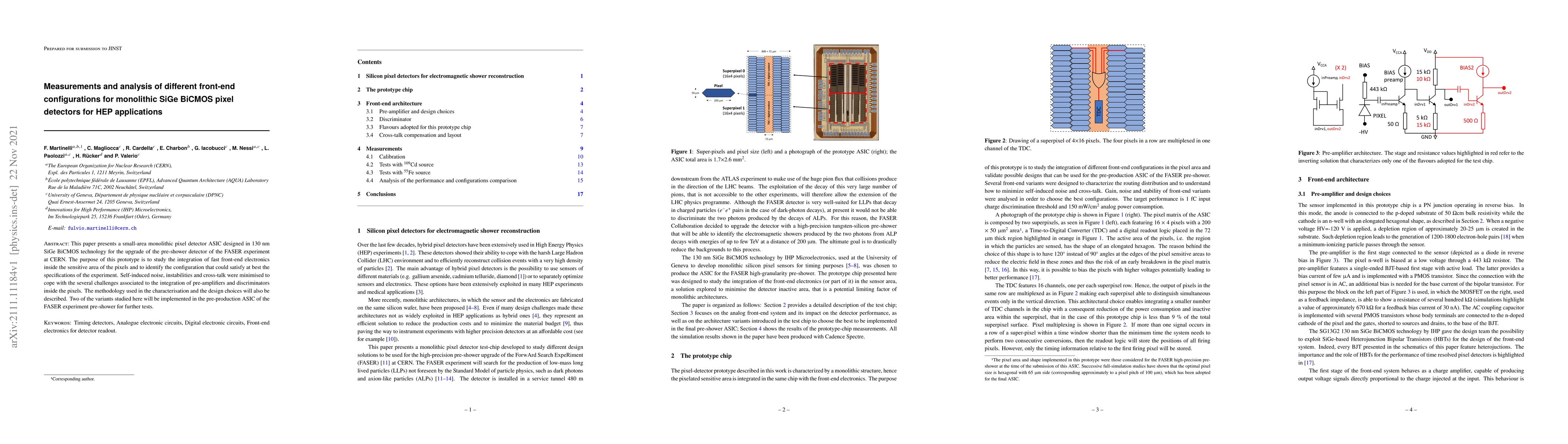 Thumbnail for Measurements and analysis of different front-end configurations for
  monolithic SiGe BiCMOS pixel detectors for HEP applications