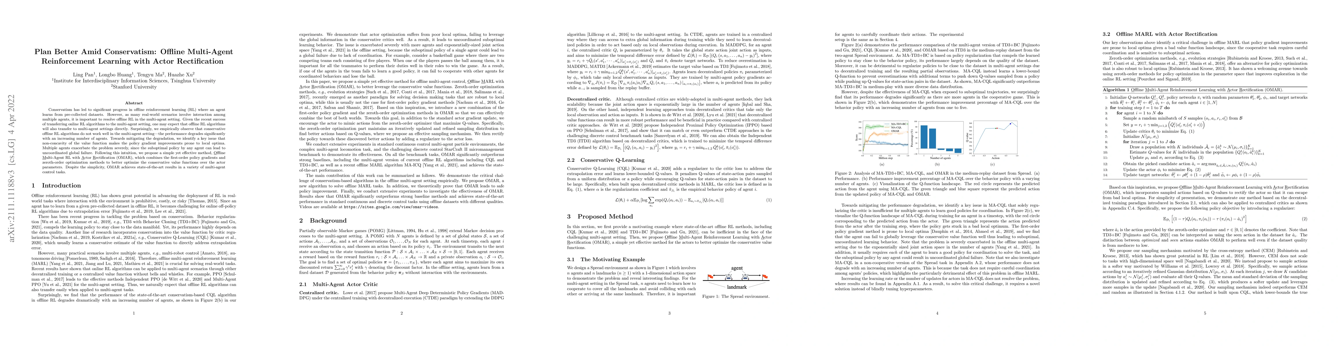 Thumbnail for Plan Better Amid Conservatism: Offline Multi-Agent Reinforcement
  Learning with Actor Rectification