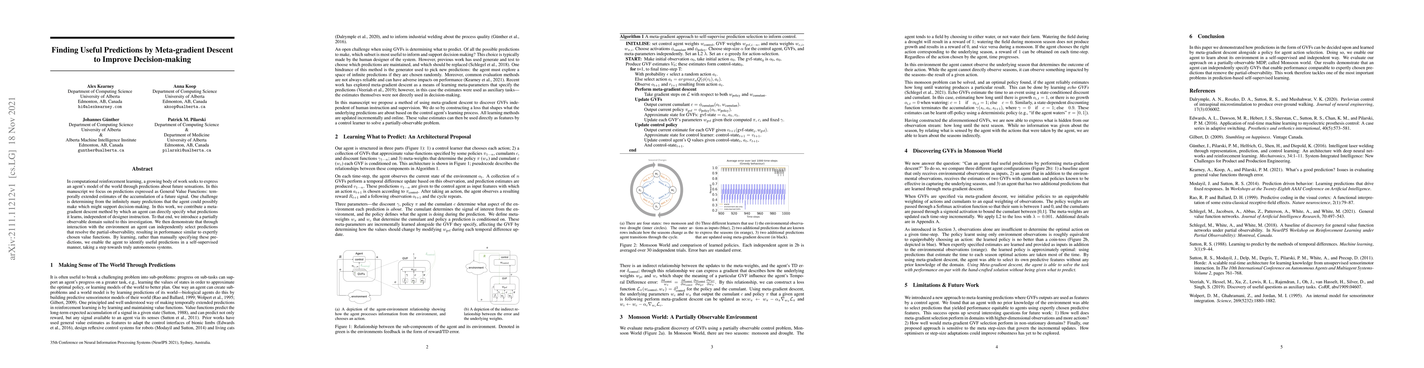 Thumbnail for Finding Useful Predictions by Meta-gradient Descent to Improve
  Decision-making