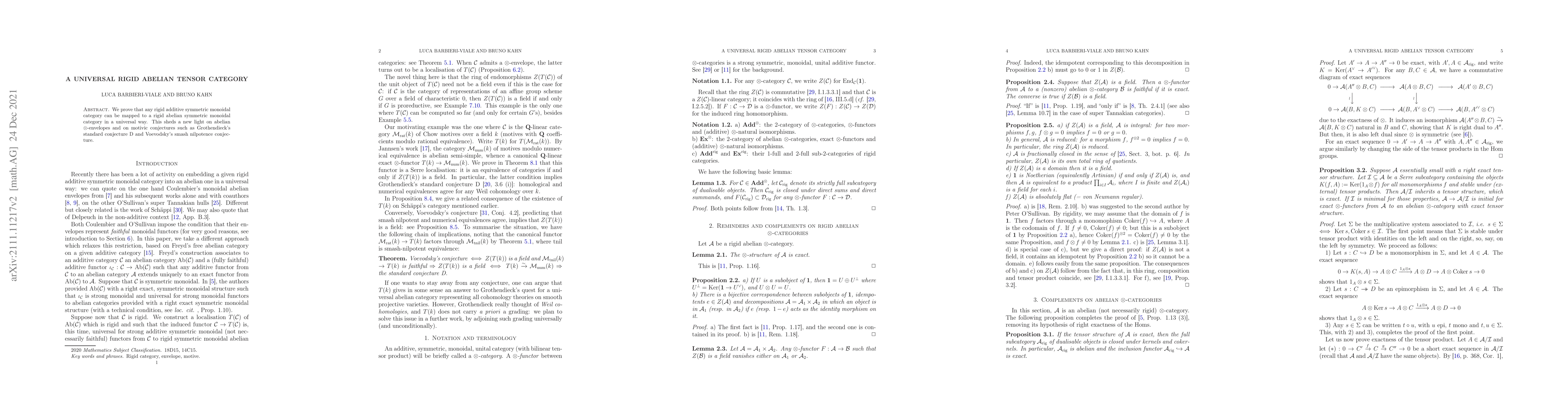 Thumbnail for A universal rigid abelian tensor category