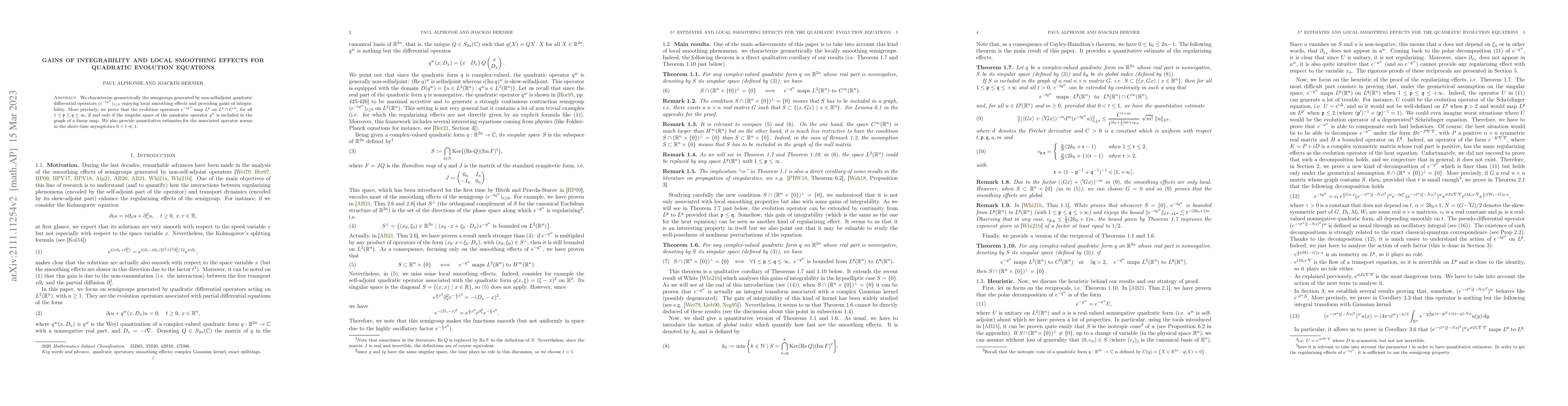 Thumbnail for Gains of integrability and local smoothing effects for quadratic
  evolution equations