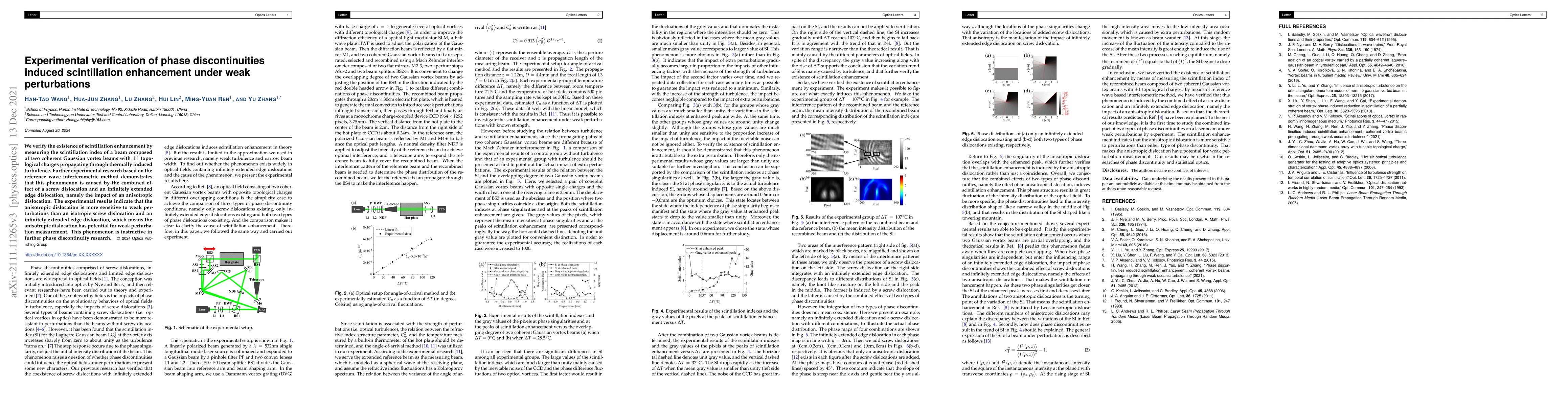 Thumbnail for Experimental verification of phase discontinuities induced scintillation
  enhancement under weak perturbations