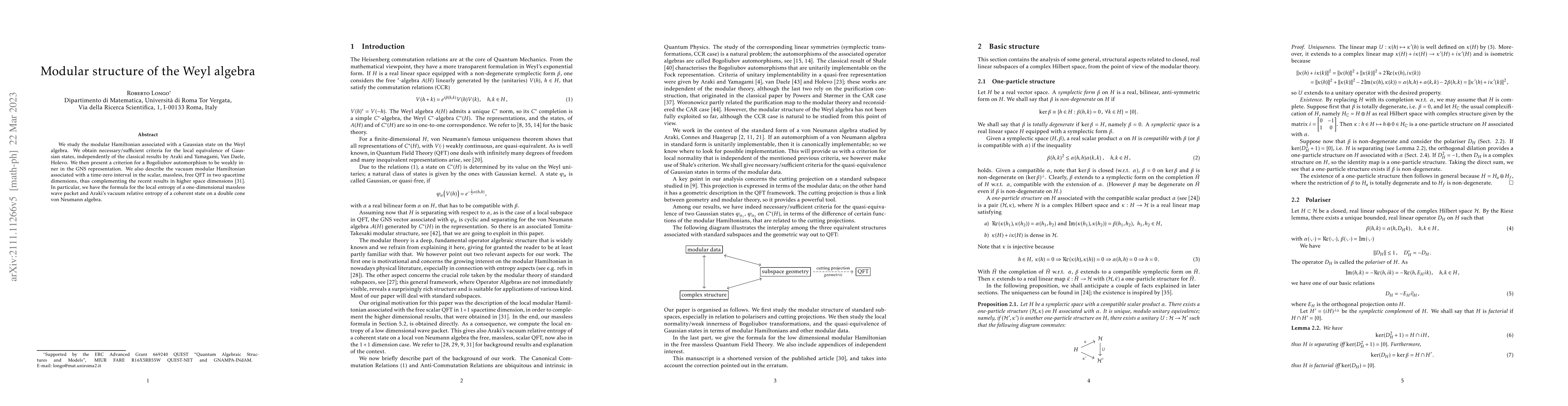 Thumbnail for Modular structure of the Weyl algebra