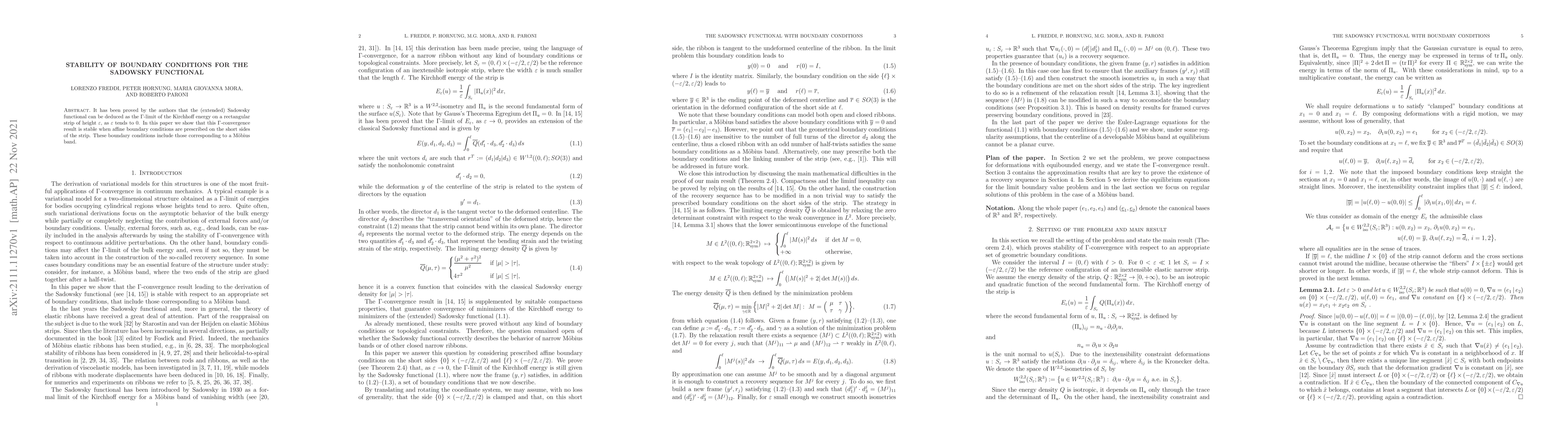 Thumbnail for Stability of boundary conditions for the Sadowsky functional