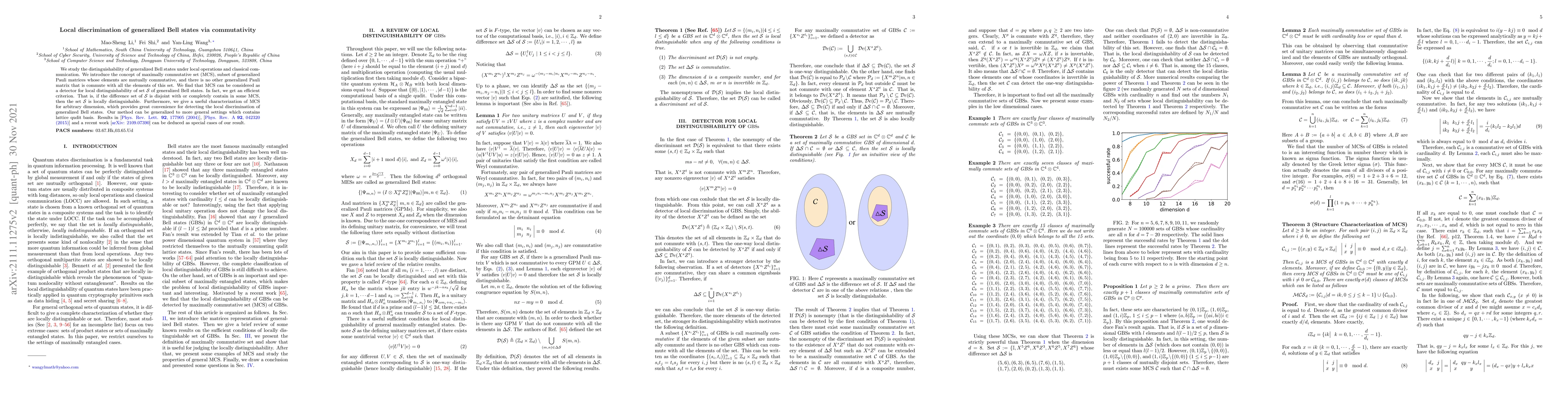 Thumbnail for Local discrimination of generalized Bell states via commutativity